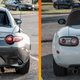 All comparison images: 2017 Mazda Miata RF (left), 2008 Mazda Miata (right)